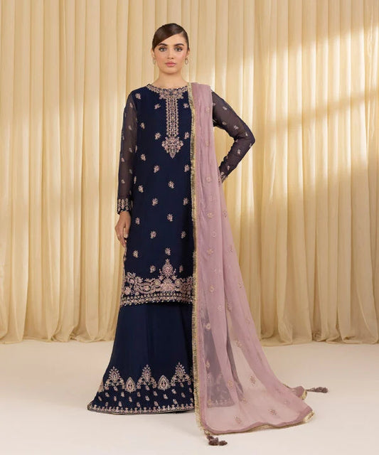 3 PIECE - EMBROIDERED BLENDED NET SUIT