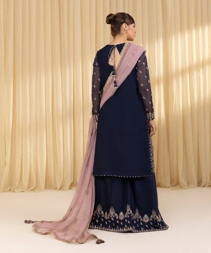 3 PIECE - EMBROIDERED BLENDED NET SUIT