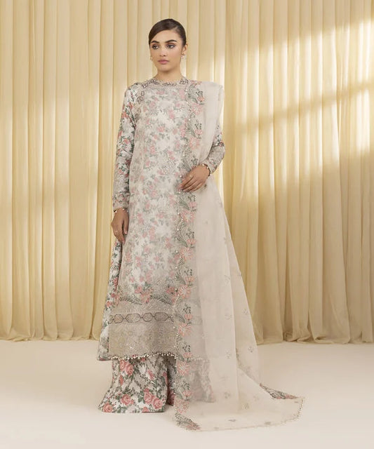3 PIECE - EMBROIDERED ORGANZA SUIT