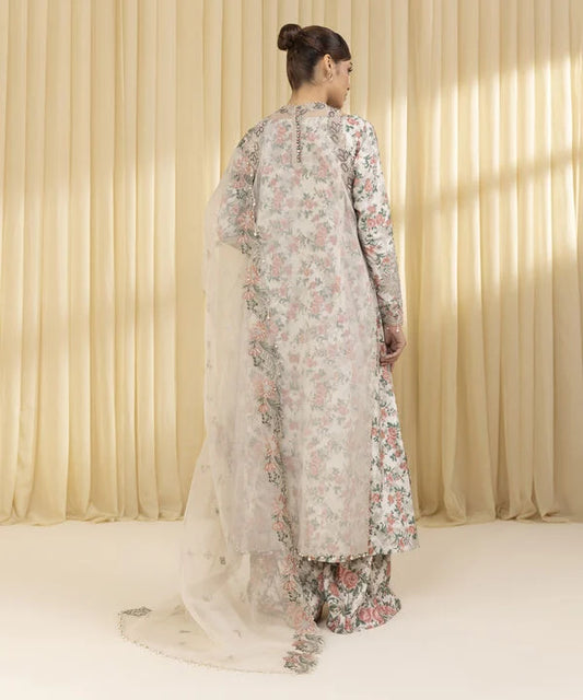 3 PIECE - EMBROIDERED ORGANZA SUIT