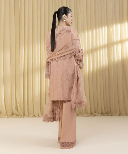 3 PIECE - EMBROIDERED COTTON JACQUARD SUIT