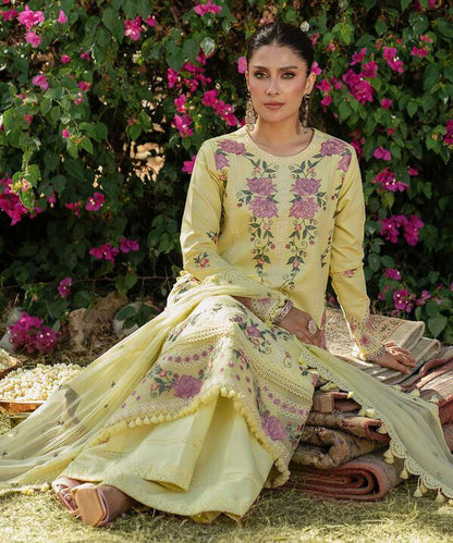 3 PIECE - EMBROIDERED COTTON SATIN SUIT