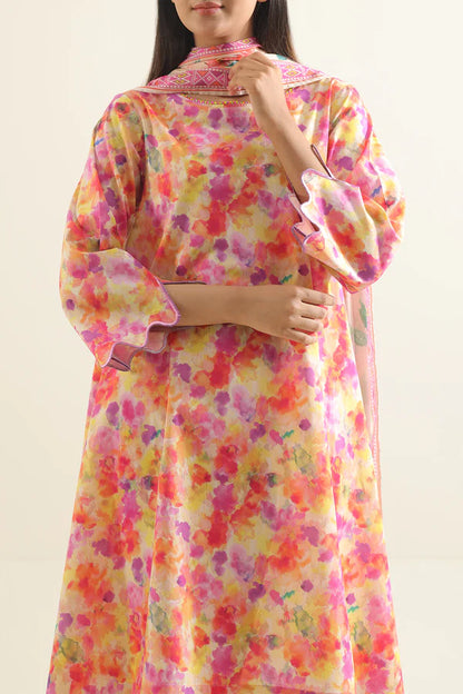 Unstitched Printed Lawn 3 Piece