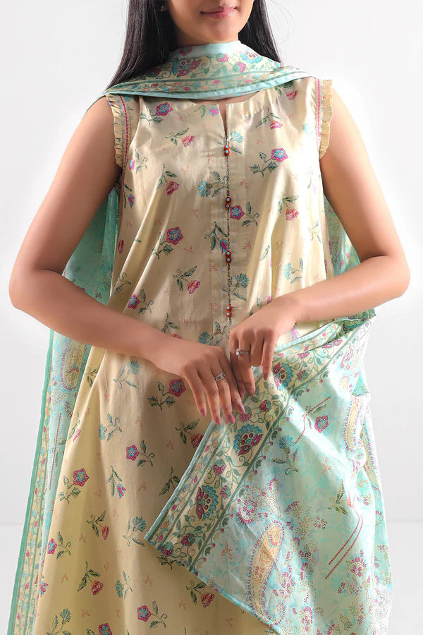 Unstitched Printed Lawn 3 Piece