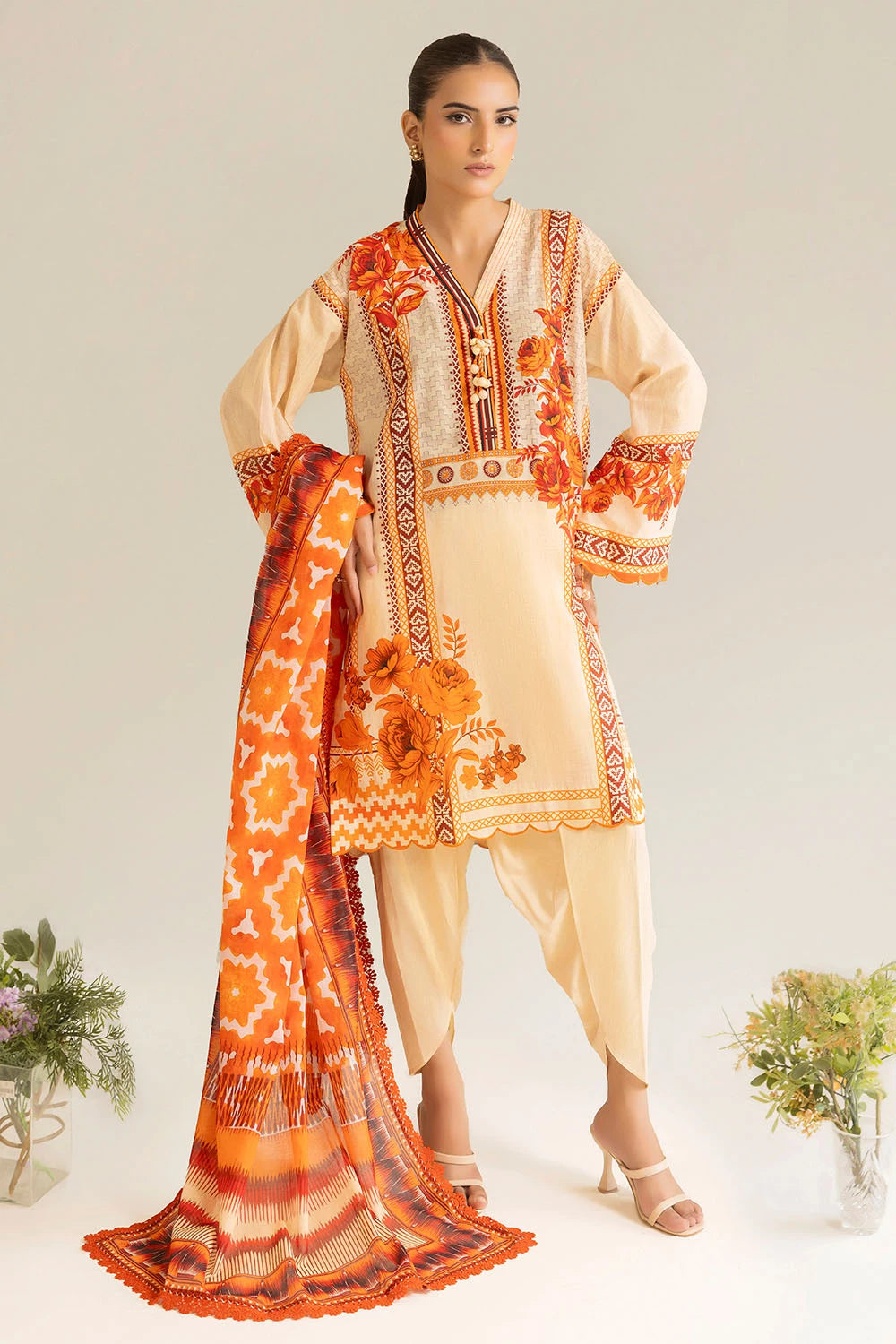 3‑Piece Unstitched Printed Lawn Suit